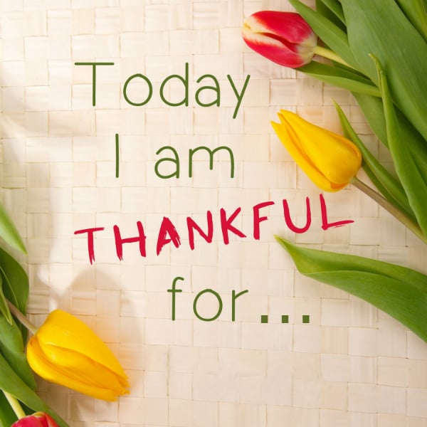 Thankful Quote with Tulips and Greenery