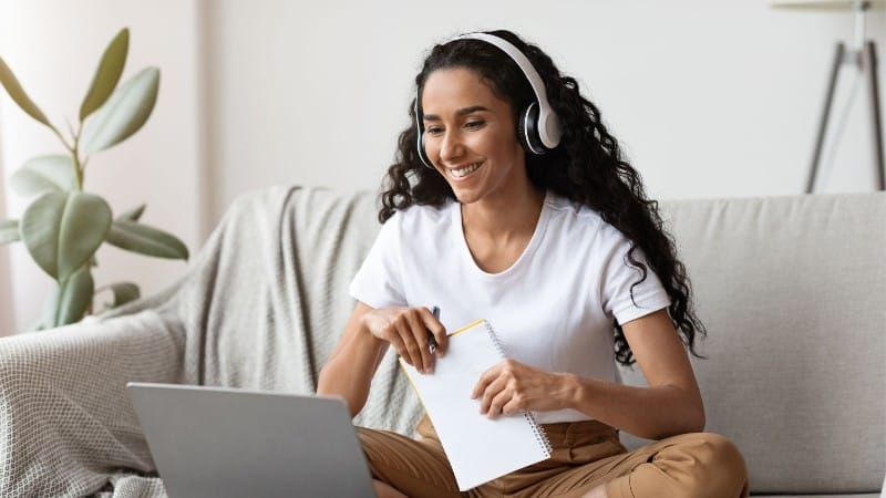 Woman Studying on Laptop