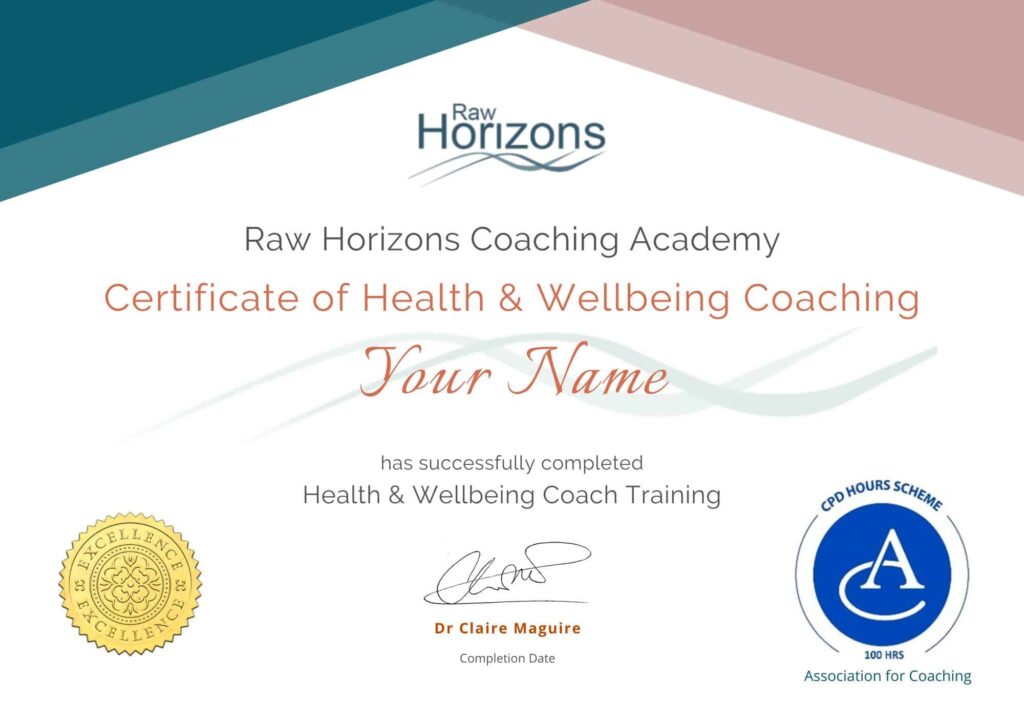 Certificate of Health & Wellbeing Coaching for personal development.